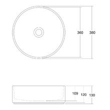Lune 380mm Matte White Round Solid Surface Above Counter Basin